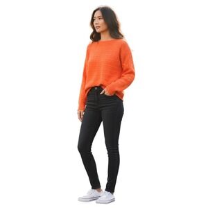 Ralph Lauren Orange 100% Cashmere Cable Knit Boat Neck Sweater Womens Small